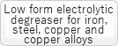 Low foam electrolytic degreaser for iron, steel, copper and copper alloys